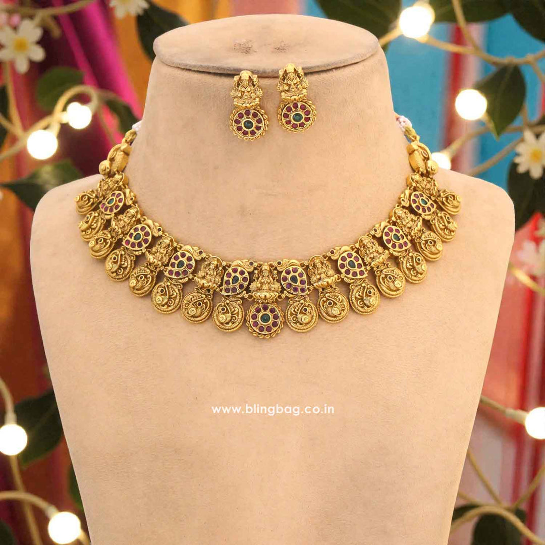 Multicolor Rajeshwaritaa Temple Jewellery Set - New Arrival