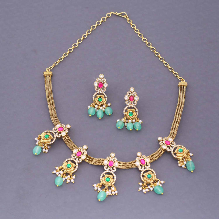 Multicolor Rajvastra Antique Jewellery Set - New Arrival