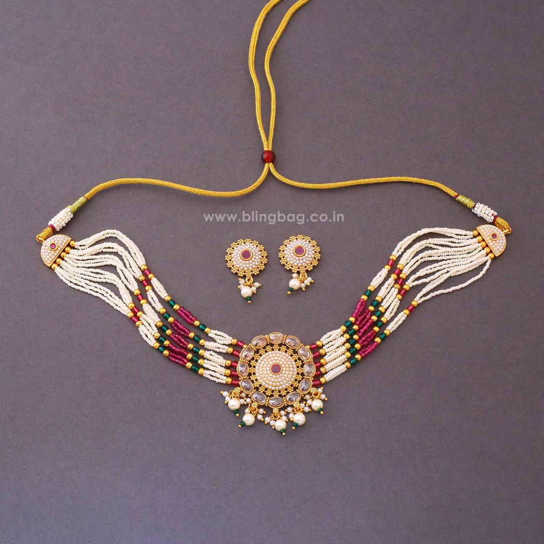 Multicolor Ranitaika Antique Jewellery Set - New Arrival