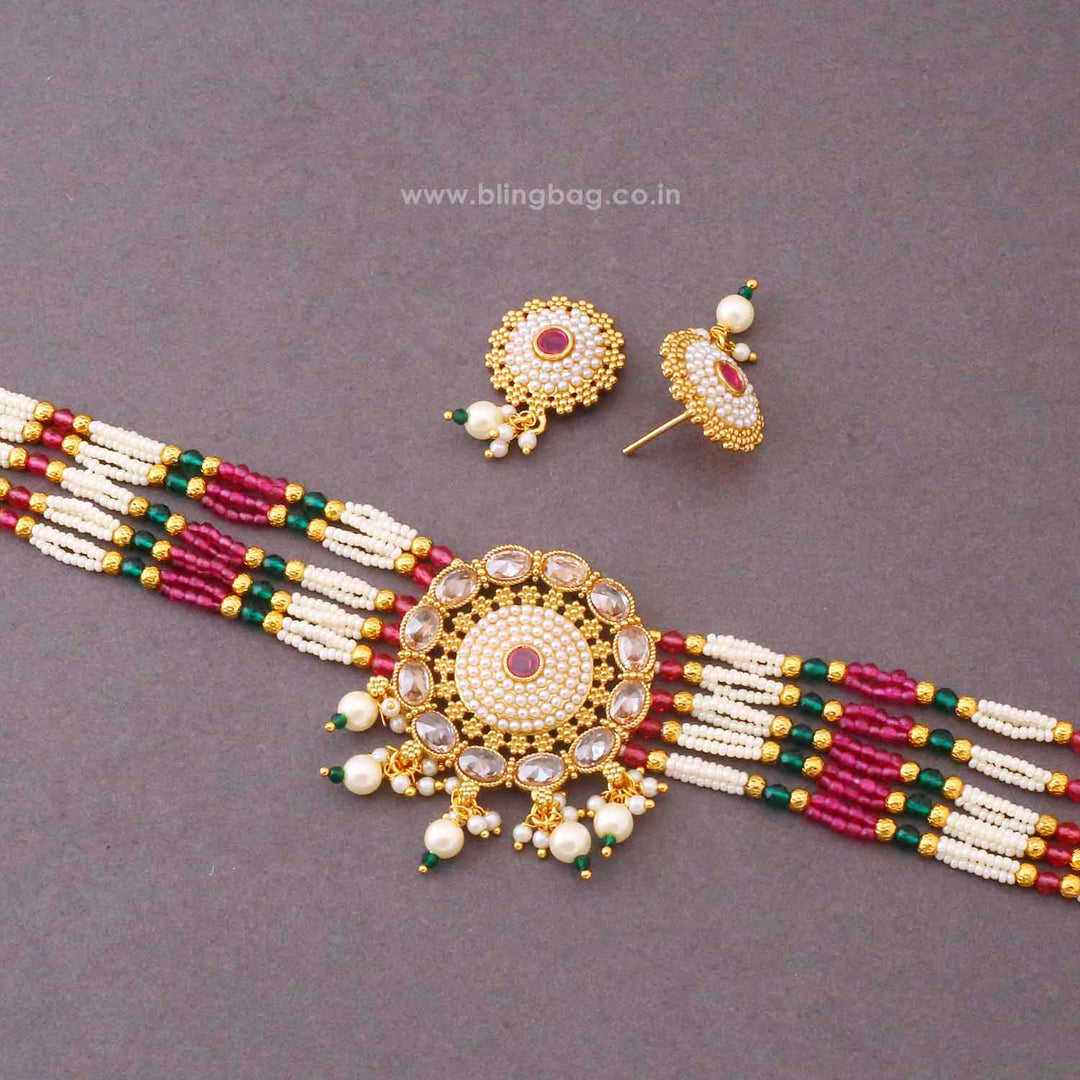 Multicolor Ranitaika Antique Jewellery Set - New Arrival