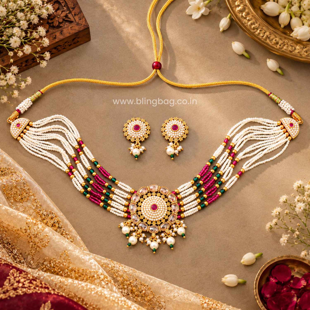 Multicolor Ranitaika Antique Jewellery Set - New Arrival