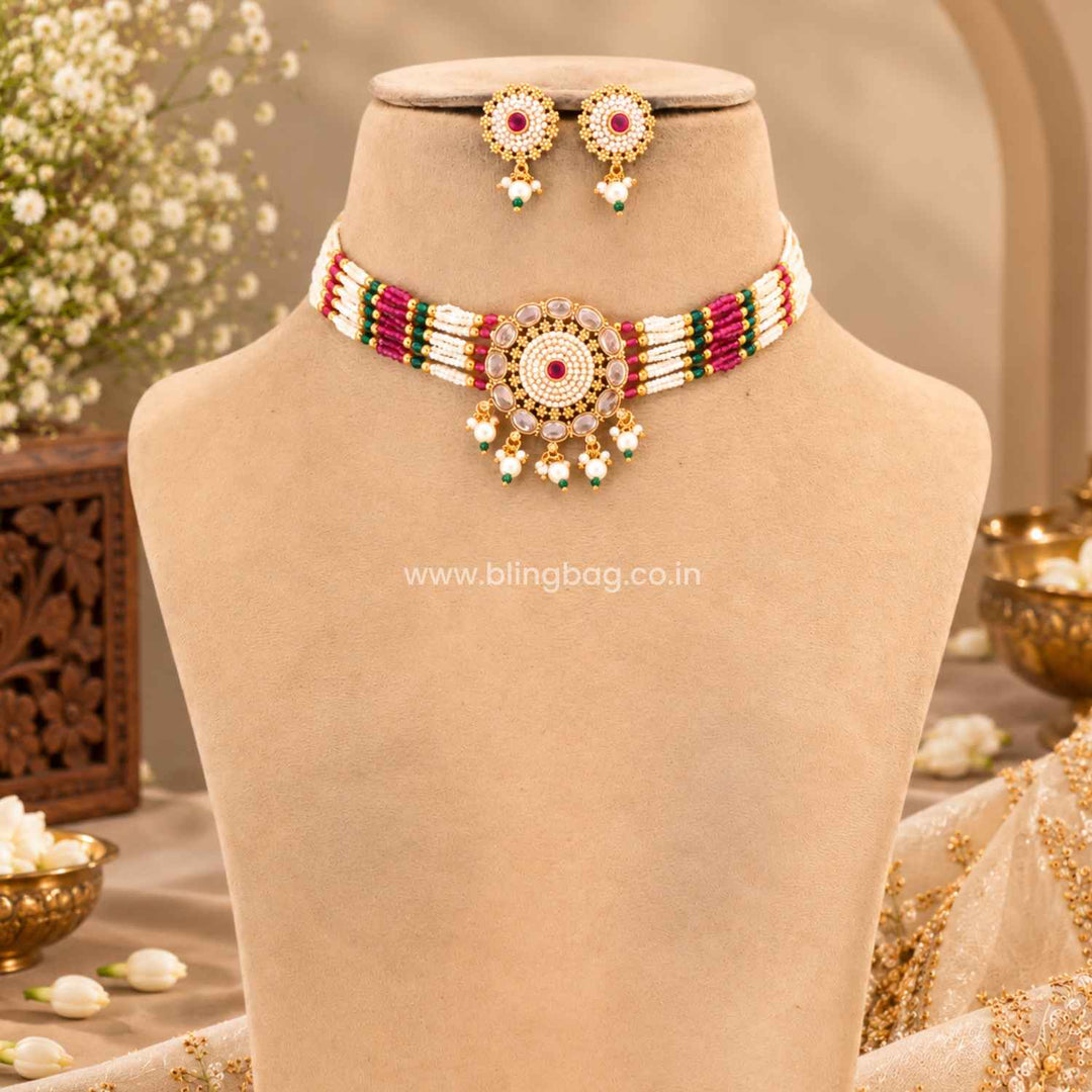 Multicolor Ranitaika Antique Jewellery Set - New Arrival