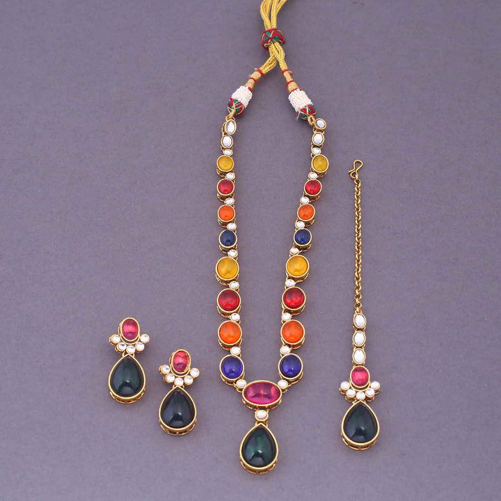 Multicolor Raniya Kundan Jewellery Set