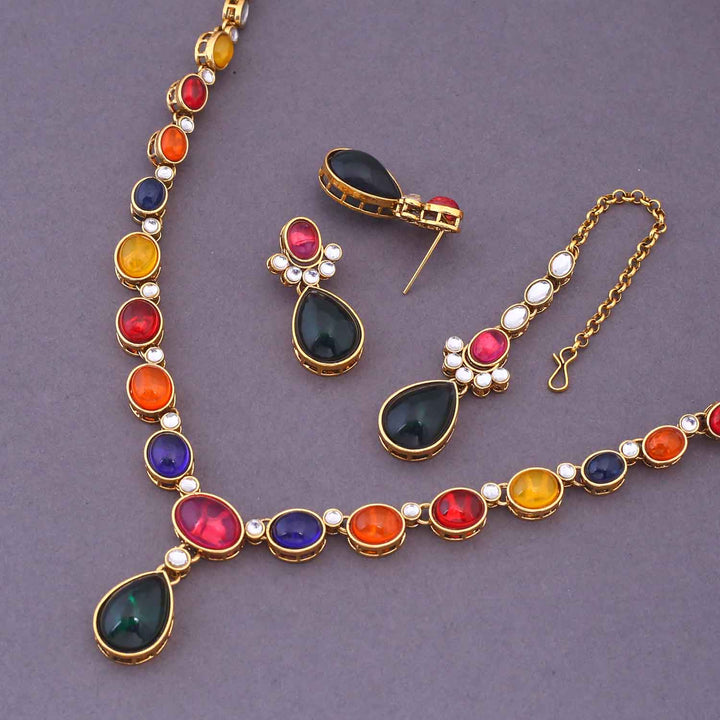 Multicolor Raniya Kundan Jewellery Set