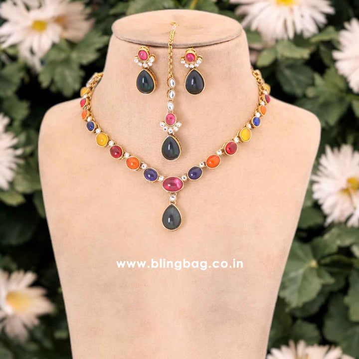 Multicolor Raniya Kundan Jewellery Set