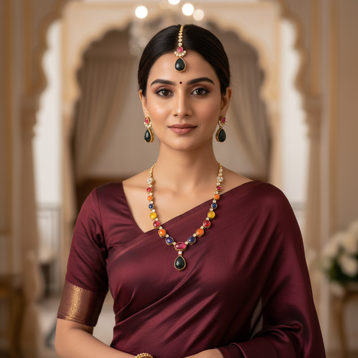 Multicolor Raniya Kundan Jewellery Set