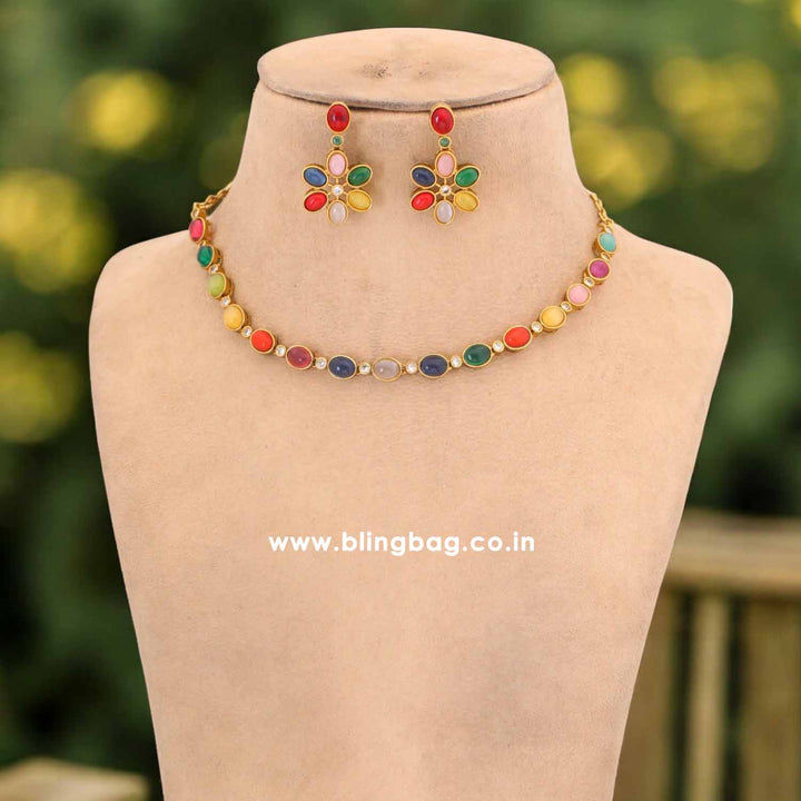 Multicolor Rathika Antique Jewellery Set - New Arrival