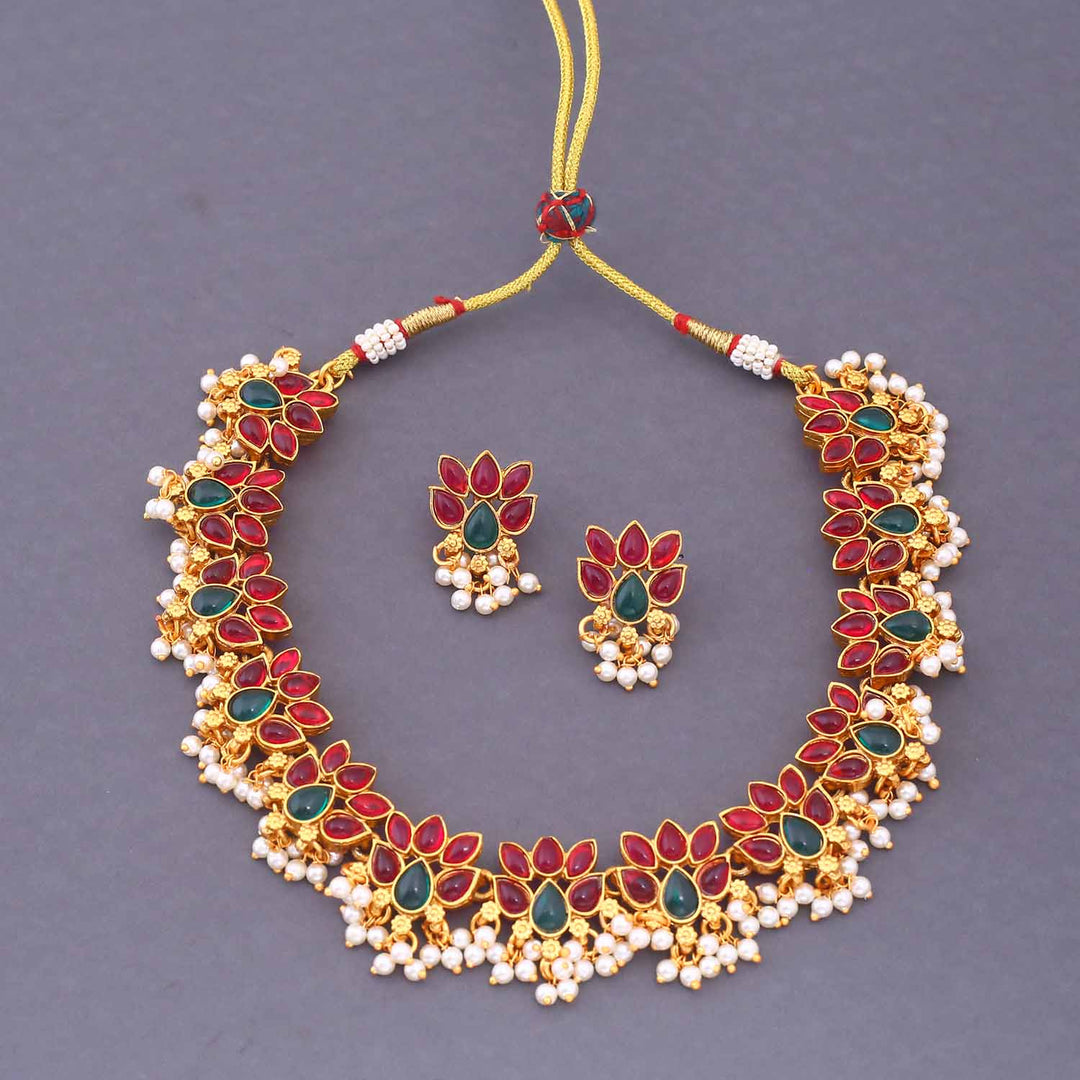 Multicolor Ratnashree Antique Jewellery Set - New Arrival