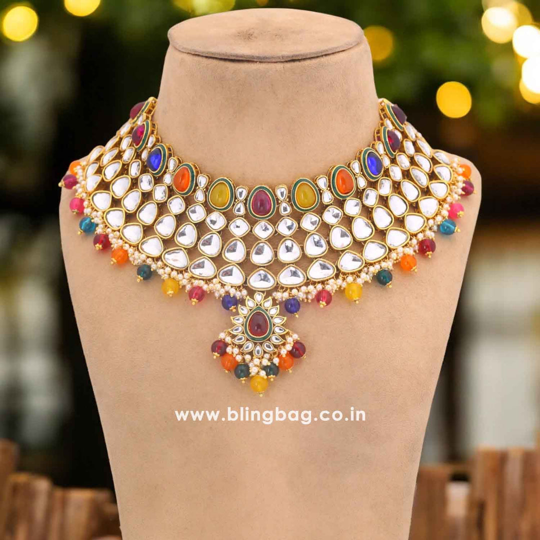 Multicolor Rauhana Kundan Jewellery Set