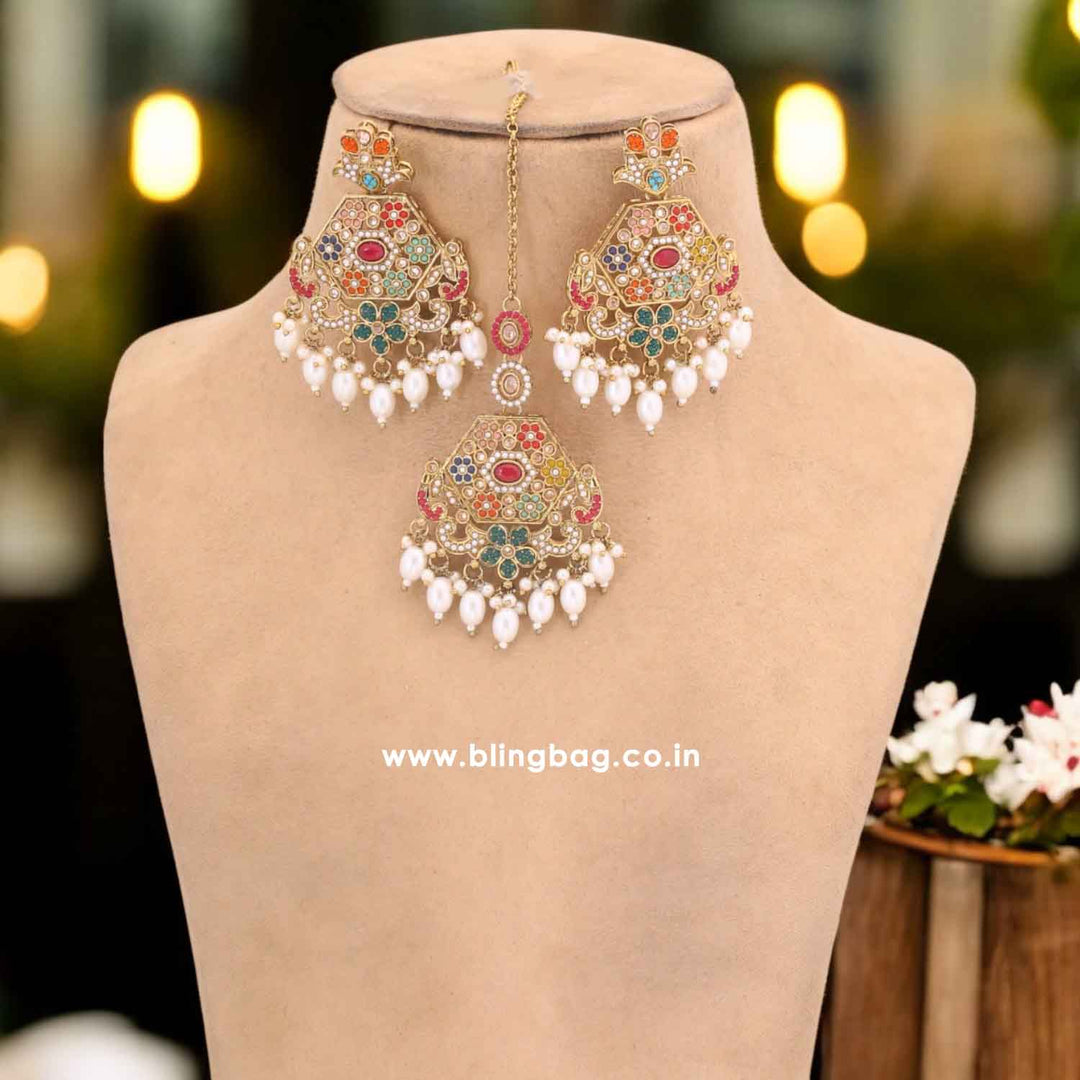Multicolor Ravita Kundan Jewellery Set