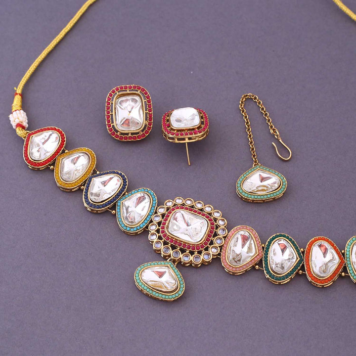 Multicolor Reeza Kundan Jewellery Set