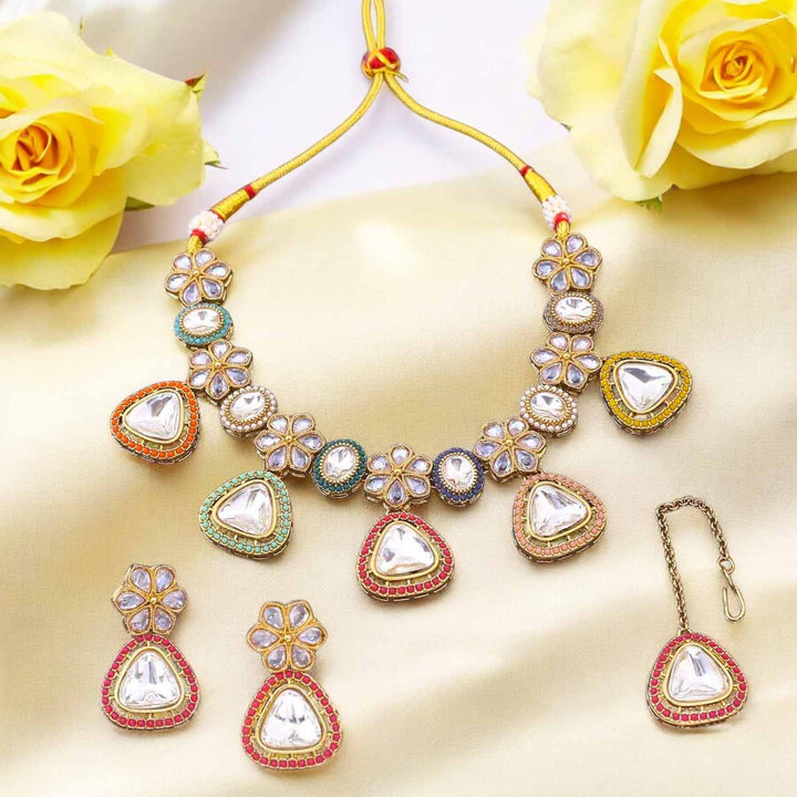 Multicolor Rehaya Kundan Jewellery Set
