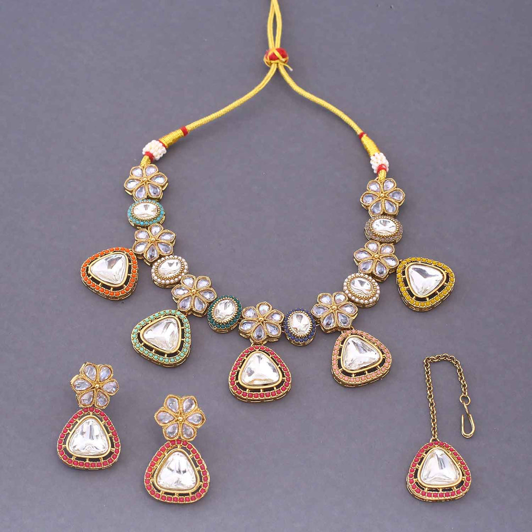 Multicolor Rehaya Kundan Jewellery Set