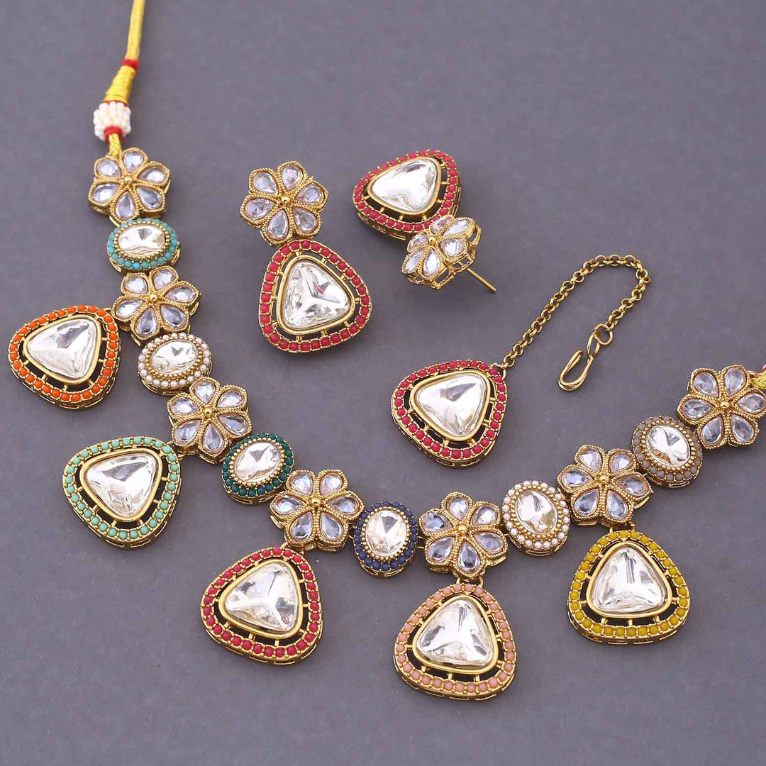 Multicolor Rehaya Kundan Jewellery Set