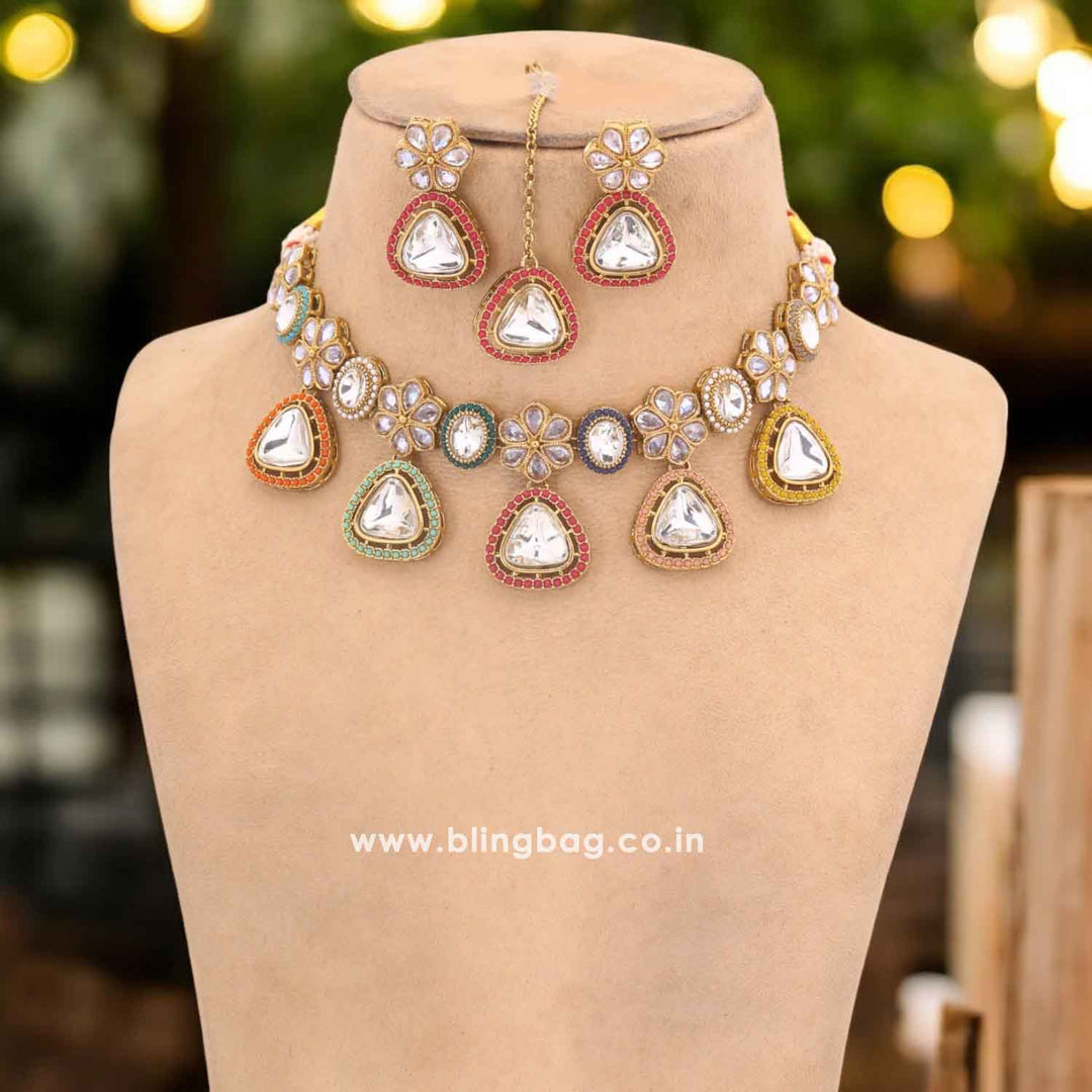 Multicolor Rehaya Kundan Jewellery Set