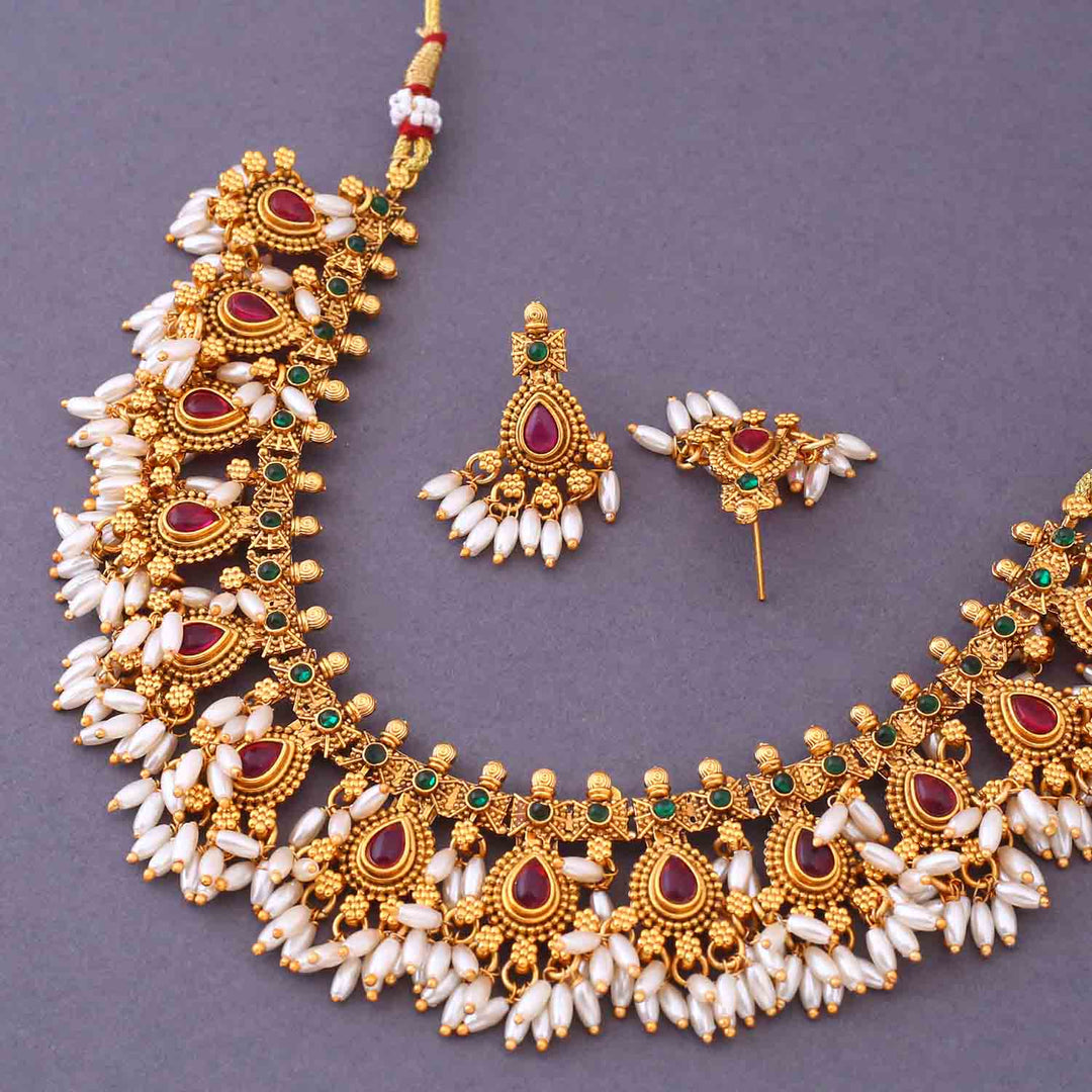 Multicolor Rimjhim Antique Jewellery Set - New Arrival