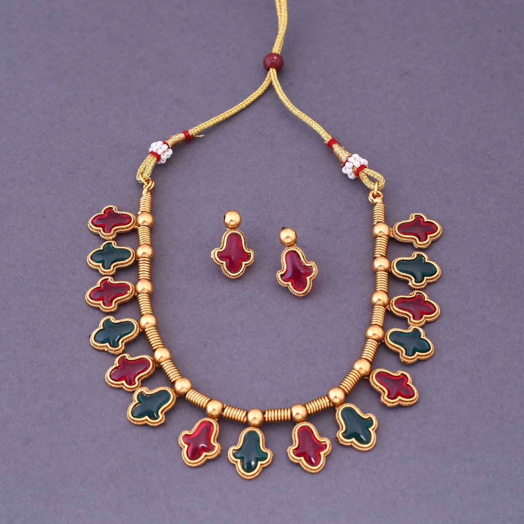 Multicolor Rimple Antique Jewellery Set - New Arrival
