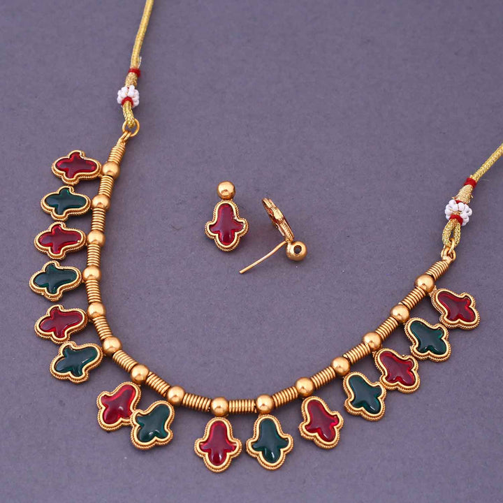 Multicolor Rimple Antique Jewellery Set - New Arrival