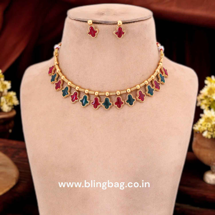 Multicolor Rimple Antique Jewellery Set - New Arrival