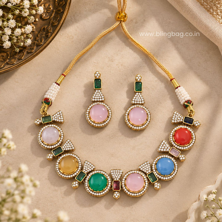 Multicolor Ritana Victorian Jewellery Set - New Arrival