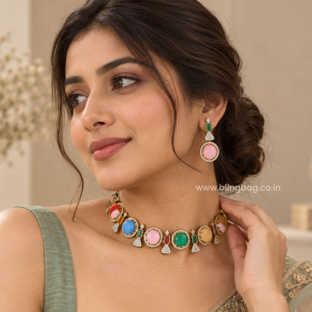 Multicolor Ritana Victorian Jewellery Set - New Arrival