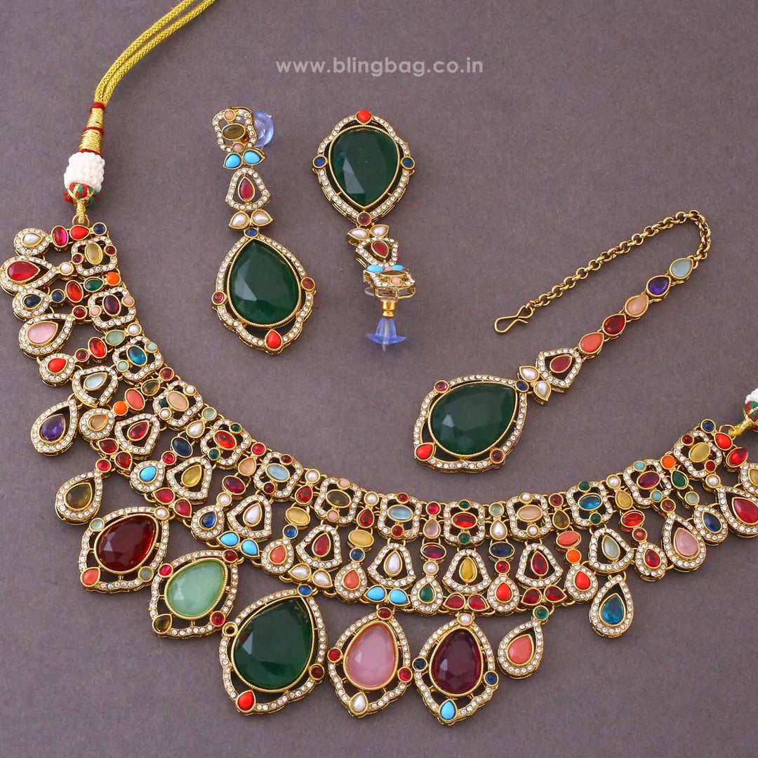 Multicolor Riyaara Kundan Jewellery Set - New Arrival