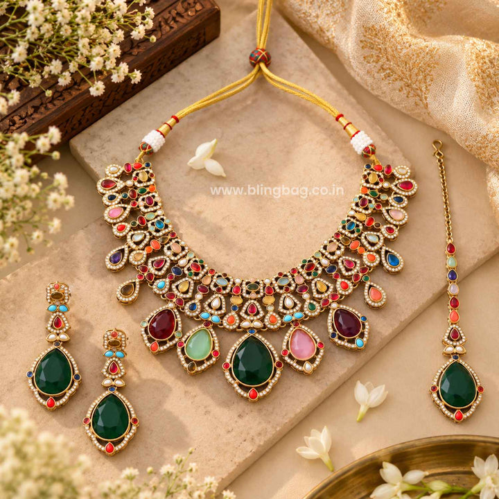 Multicolor Riyaara Kundan Jewellery Set - New Arrival