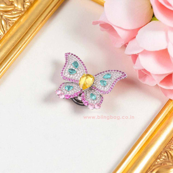 Multicolor Rose Butterfly Brooch