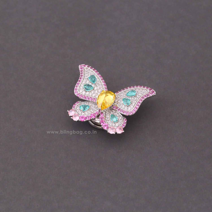 Multicolor Rose Butterfly Brooch