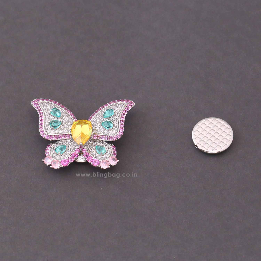 Multicolor Rose Butterfly Brooch