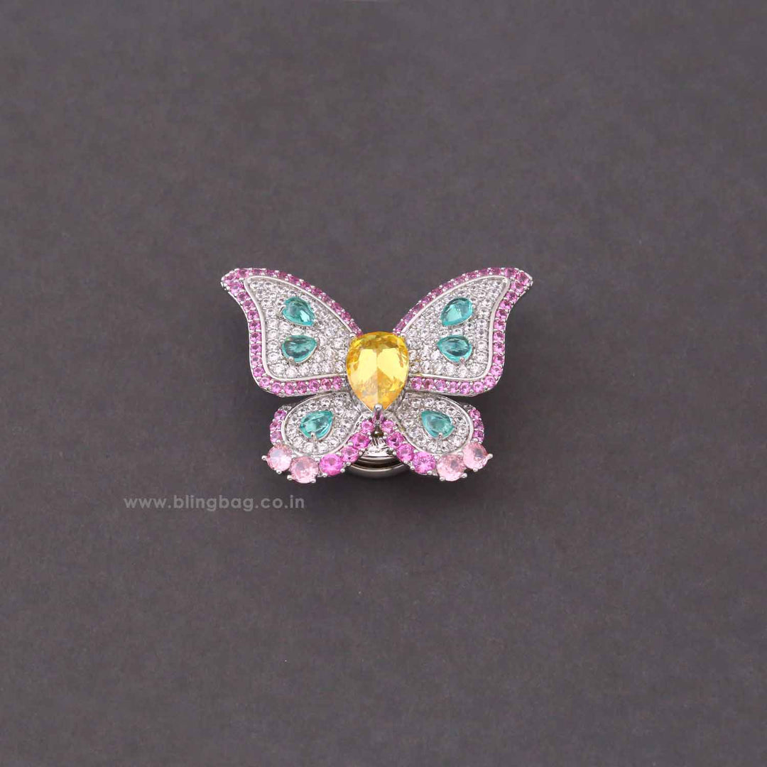 Multicolor Rose Butterfly Brooch