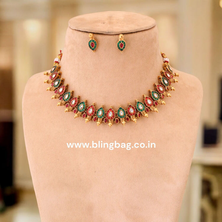 Multicolor Roshani Antique Jewellery Set- New Arrival
