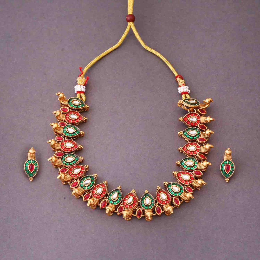 Multicolor Roshani Antique Jewellery Set- New Arrival