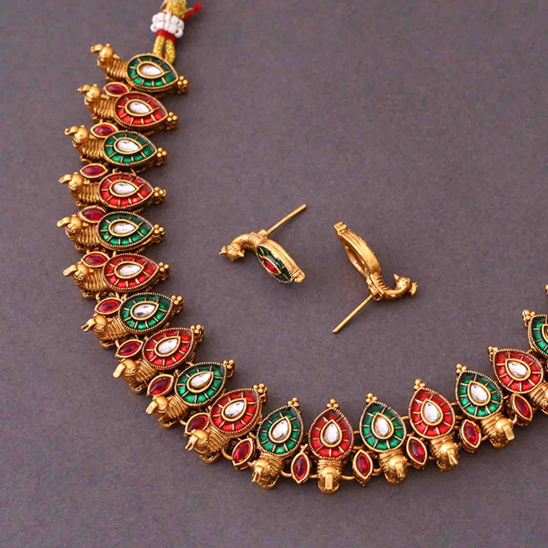 Multicolor Roshani Antique Jewellery Set- New Arrival