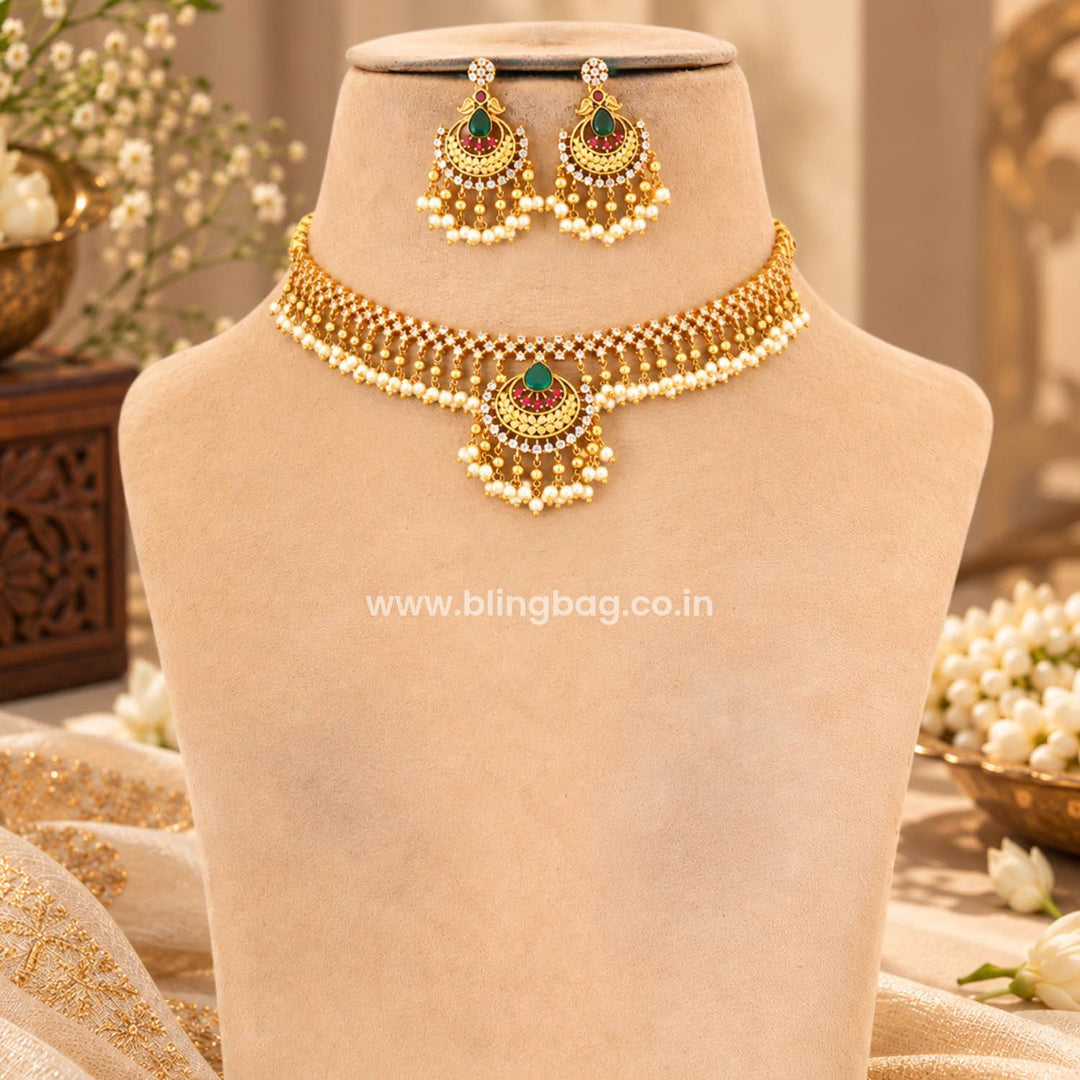 Multicolor Roshika Antique Jewellery Set- New Arrival