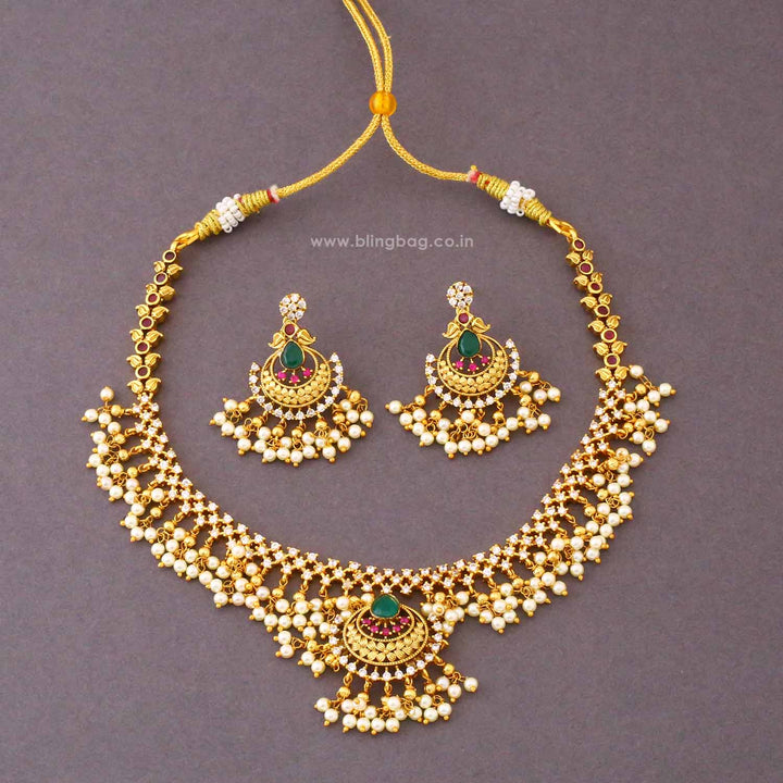 Multicolor Roshika Antique Jewellery Set- New Arrival