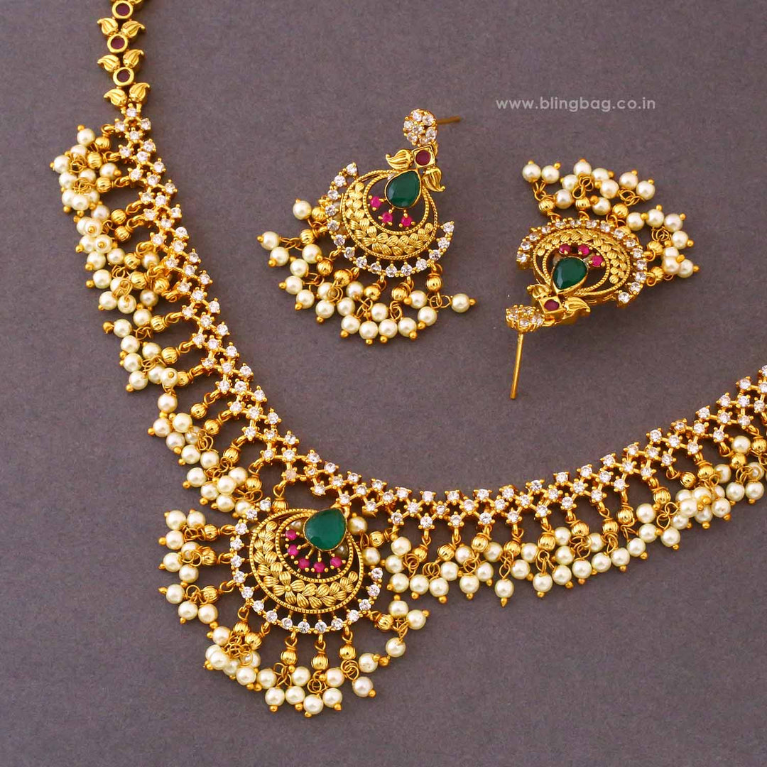 Multicolor Roshika Antique Jewellery Set- New Arrival