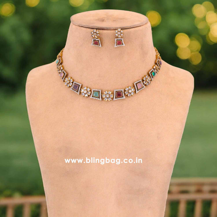 Multicolor Ruthya Victorian Jewellery Set- New Arrival