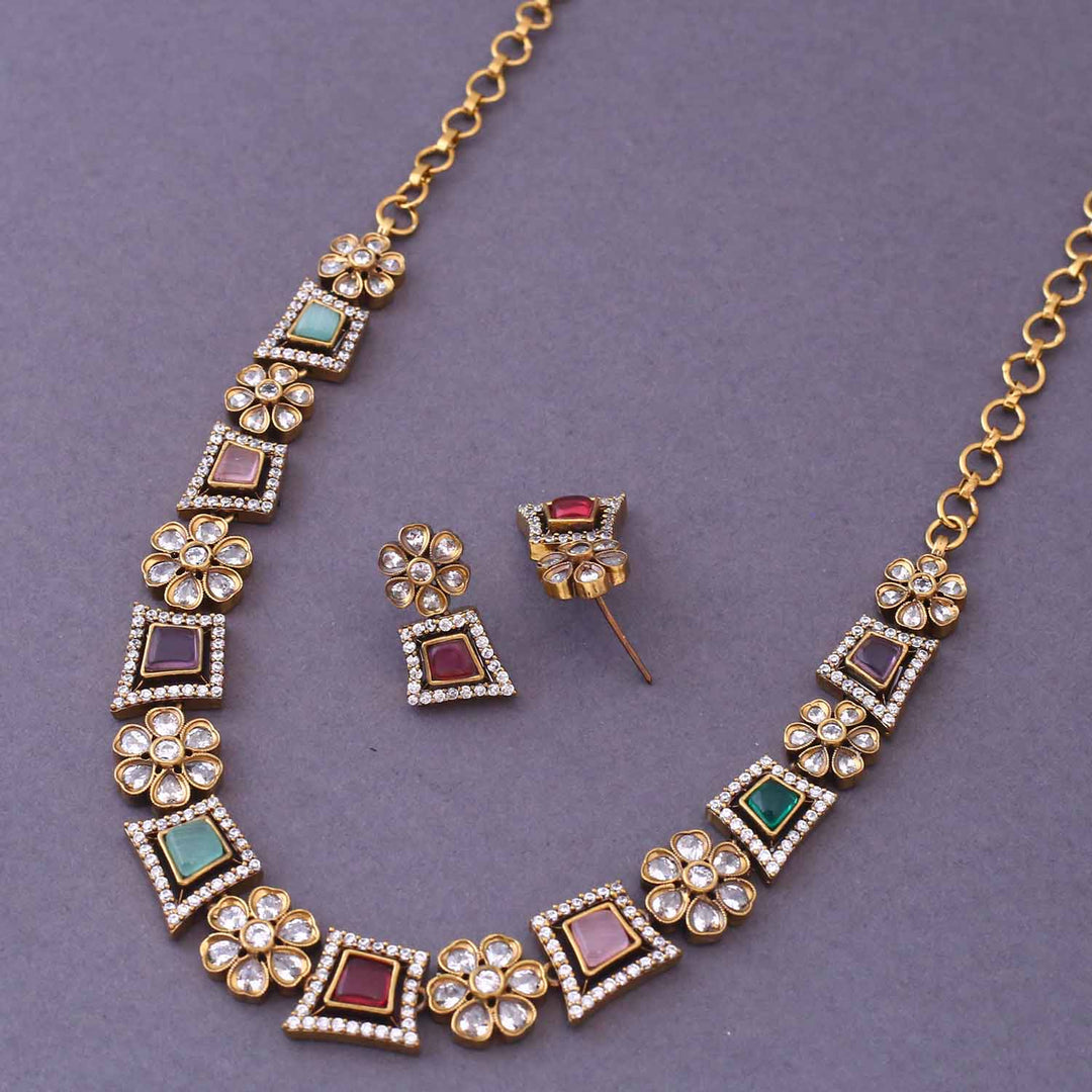 Multicolor Ruthya Victorian Jewellery Set- New Arrival
