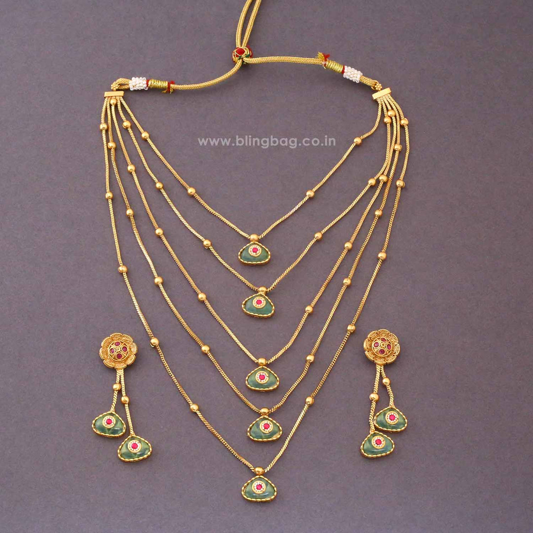 Multicolor Ruvaya Antique Jewellery Set - New Arrival