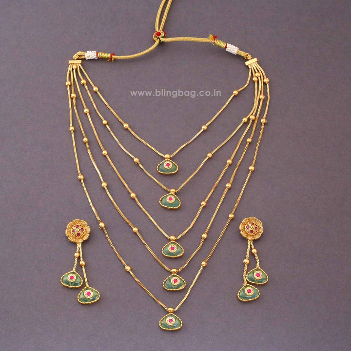 Multicolor Ruvaya Antique Jewellery Set - New Arrival
