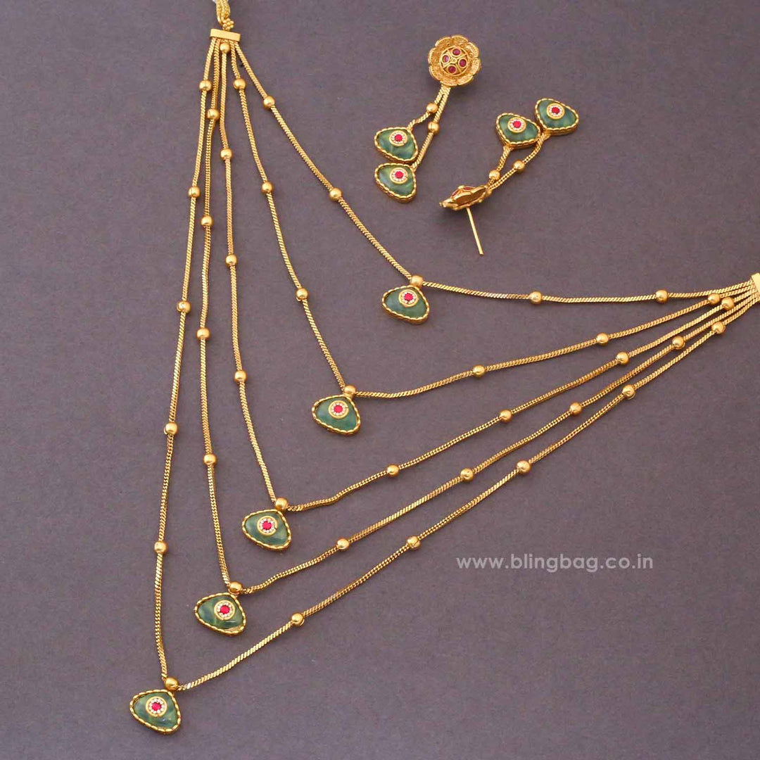 Multicolor Ruvaya Antique Jewellery Set - New Arrival