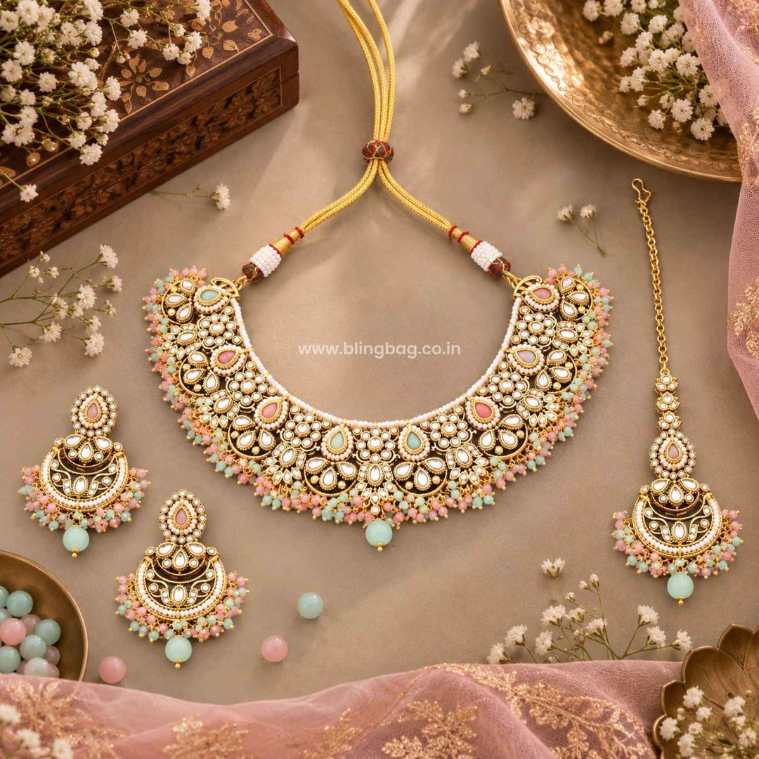 Multicolor Ruvika Kundan Jewellery Set - New Arrival