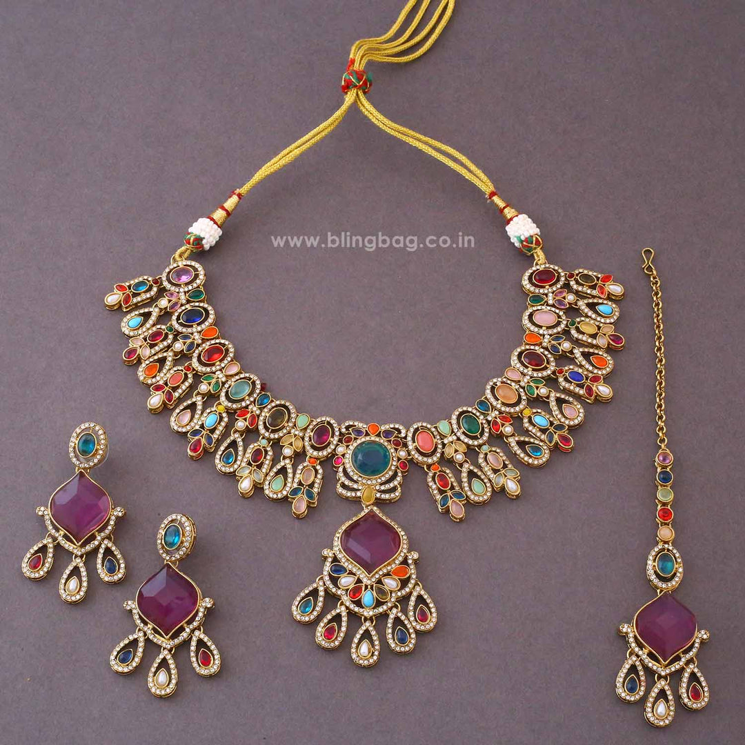 Multicolor Ruvisha Kundan Jewellery Set - New Arrival