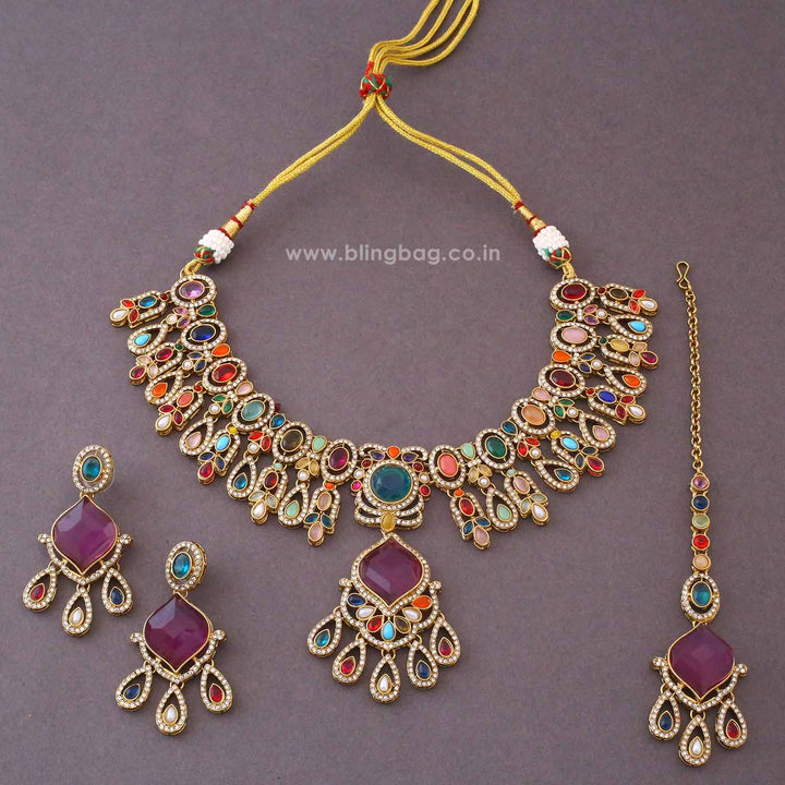 Multicolor Ruvisha Kundan Jewellery Set - New Arrival