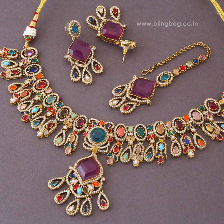 Multicolor Ruvisha Kundan Jewellery Set - New Arrival