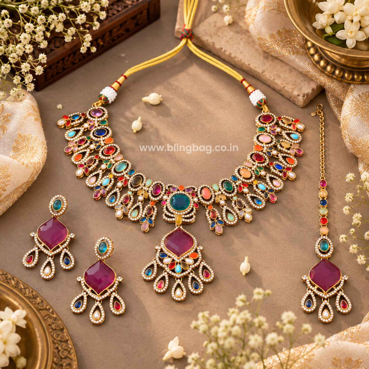 Multicolor Ruvisha Kundan Jewellery Set - New Arrival