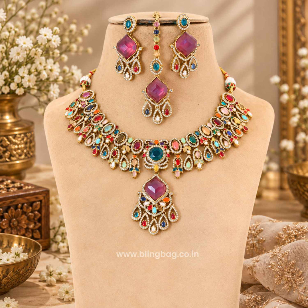 Multicolor Ruvisha Kundan Jewellery Set - New Arrival