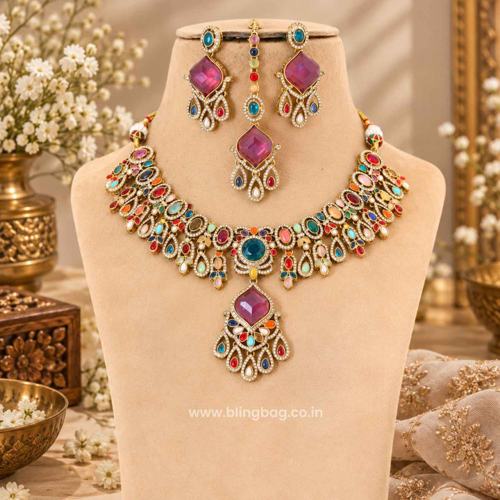 Multicolor Ruvisha Kundan Jewellery Set - New Arrival