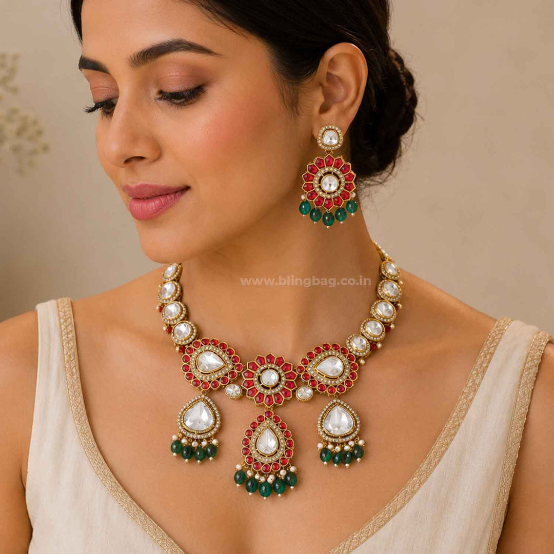 Multicolor Saanvishi Kundan Jewellery Set